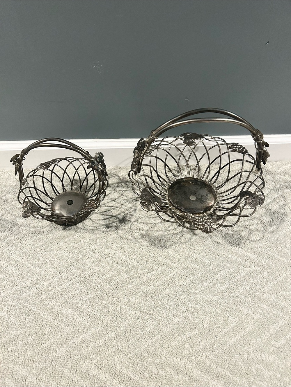 Godinger Vintage Silver Plated Wire Fruit Basket Set
